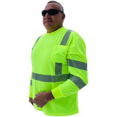  3C Products ST3000, ANSI/ISEA Class 3, Men's High Vis Long  Sleeve Safety T-Shirt, UV Protection, Reflective, Neon Green,S: Clothing,  Shoes & Jewelry